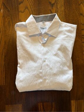 TMG Italy Men’s White Dress Shirt – Classic Spread Collar